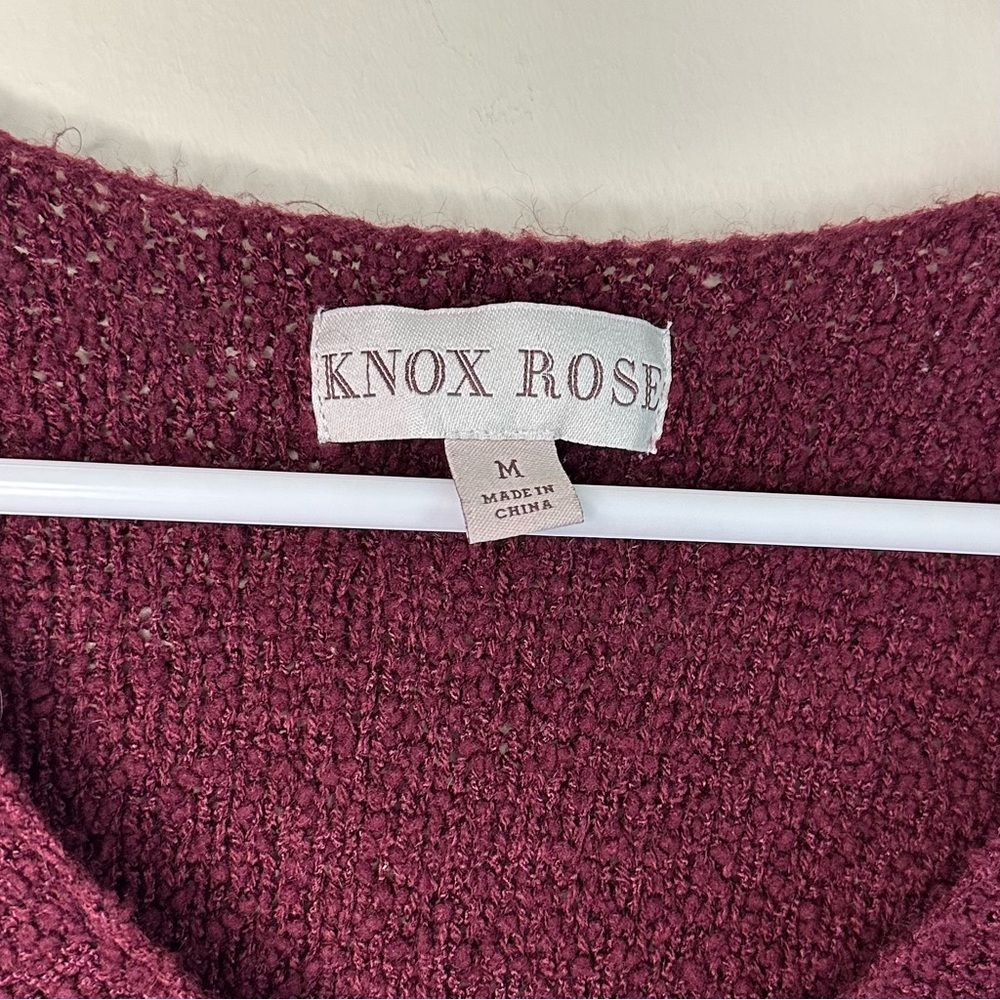 Knox Rose Textured Knit V-Neck Sweater Burgundy Wine - Medium - Picture 4 of 4